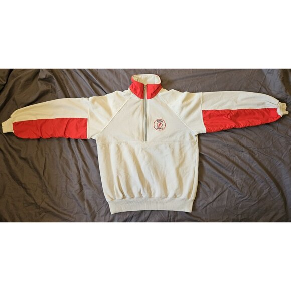 Vintage Nordica 1/2 Zip Fleece Pullover Medium Ski White & Red Made In Canada - Picture 2 of 12